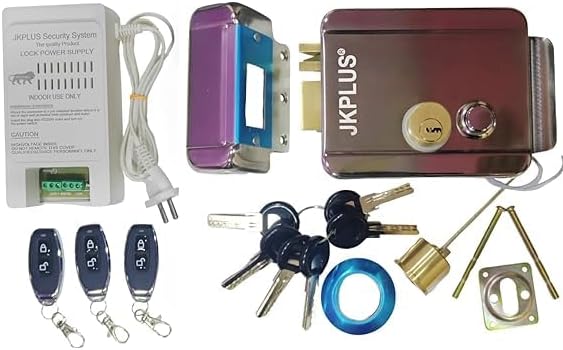 Polished Stainless Steel Electronic Door Lock for House | Metal Door Lock can Open with Remote | for Outdoor Main Gate | with 3 Remote I Security Lock-(Black Remote)