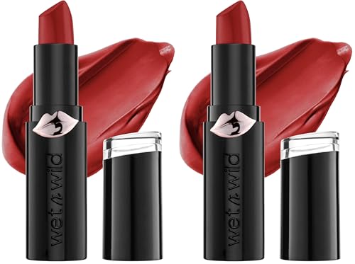 Image of wet n wild Mega Last Matte Lip Color, Semi Matte Hyaluronic Acid Infused, Long Lasting Full Coverage for a Nourishing Pout, Cruelty-Free & Vegan - Stoplight Red (Pack of 2)