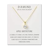 Philip Jones 18k Gold Plated April (Diamond) Birthstone Necklace Created with Zircondia® Crystals
