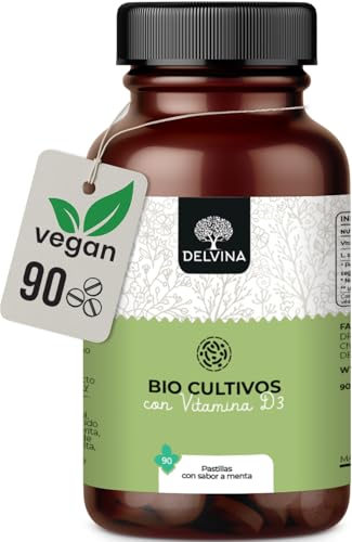 DELVINA Flora oral tabletas chupadoras contra el mal aliento con cultivos de bacterias - 90 tabletas veganas con sabor a menta - Halein fresca - Higiene bucal sin enjuague bucal ni rascalenguas