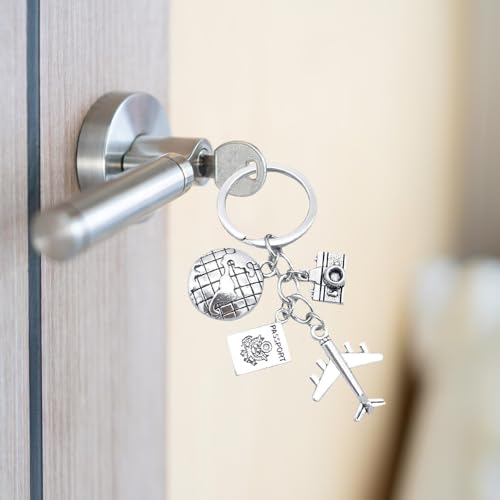 Image of iMagitek 25 Pack Travel Adventure Airplane Keychains Earth Camera Journey Aircraft Keyrings Gift For Traveler