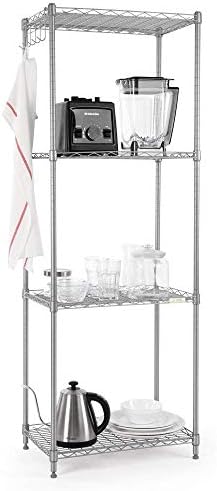 Cozzine Storage Shelves, Adjustable Storage Shelves Heavy Duty Steel Tube Wire Shelving Unit (21.26"x13.39"x59.05" Silver)