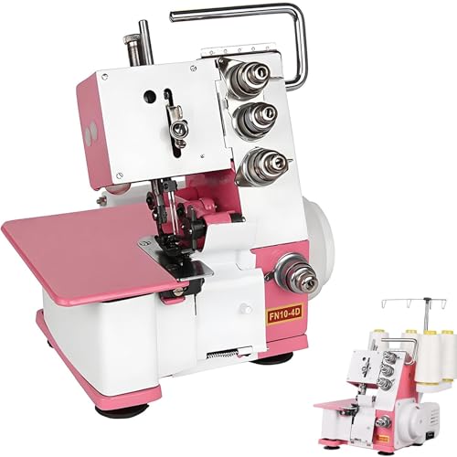 NYANS Macchina da Cucire Taglia-Cuci Professionale a 4 Fili con Kit di Accessori - 1200 Punti al Minuto, Luce LED e Comando a Pedale, Telaio in Metallo Resistente per Cotone, Seta e Denim
