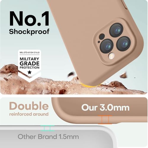 Image of LOVE 3000 Designed for iPhone 16 Pro Max Case, Premium Silicone with [Soft Anti-Scratch Microfiber Lining] Shockproof Protective Phone Case for Men Women Girls 6.9 inch, Light Brown