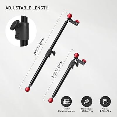 GVM Camera Slider Support Arm,Stabilizer Adjustable Tripod Stability Arm for Increasing Stability in Aluminum Alloy, Extendable Poles for Camera Slider Rail Track 2 Pack with C Clamps