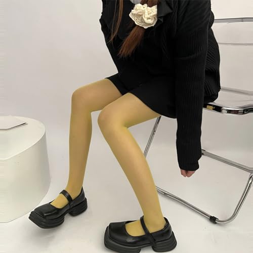 Image of Women Solid Candy Colored Thin Seamless Pantyhose Spring and Semi Opaque Colorful Elastic Footed Tights Stockings