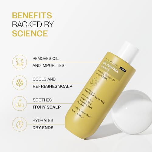 Image of Bare Anatomy Oil Control Shampoo | Sulphate & Paraben Free | Reduces Excess Oil by Up to 100% | Salicylic Acid + Hyaluronic Acid + Tea Tree | Suitable for Oily Scalp & Dry Ends | For Women & Men | 236ml