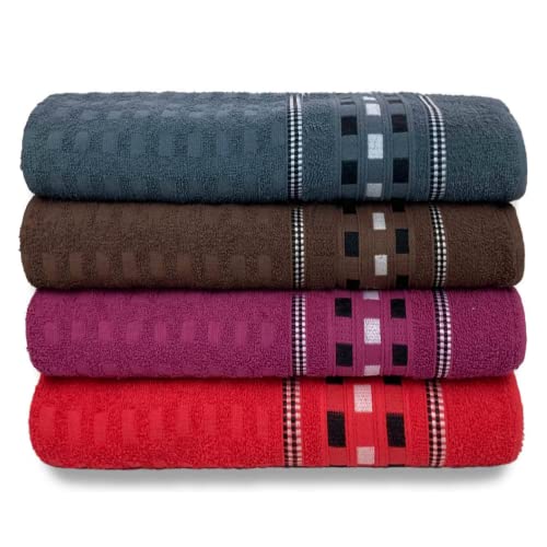 Kit Com 4 Toalhas Banhão Super Gigante Gold Jacquard 100% Algodão - 75cm X1.50m (Kit 4)