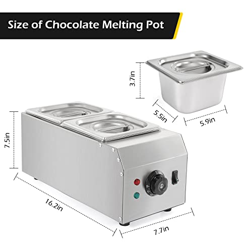 Dyna-Living 2-Tanks Chocolate Melting Machine Upgraded Chocolate Tempering Pot 1000W Electric Chocolate Melter Fondue With Temperature Control Commercial Warmer For Chocolate Milk Coffee Cheese Soup #TOP6