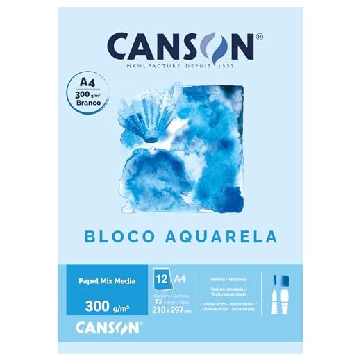 CANSON Linha Universitária, Bloco de Papel A4 Para Aquarela, 12 Folhas de 300g/m²