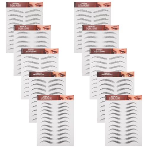 ULTECHNOVO Pegatinas para Cejas 3D Impermeables Negras 10 Piezas Reutilizables de Maquillaje Creativo Adhesivos para Cejas Escasas y Naturales Cuidado Personal Femenino