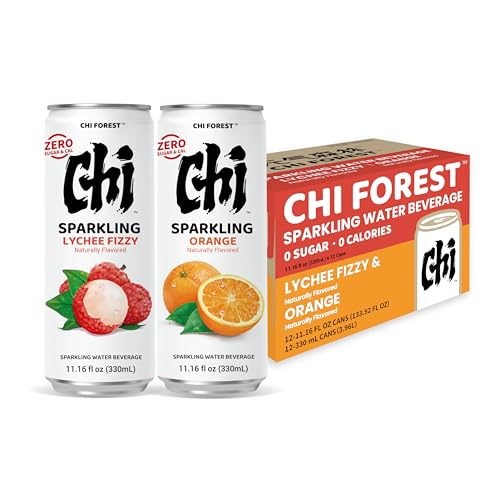 CHI FOREST Lychee & Orange Sparkling Water, 11.16oz, 12 Cans