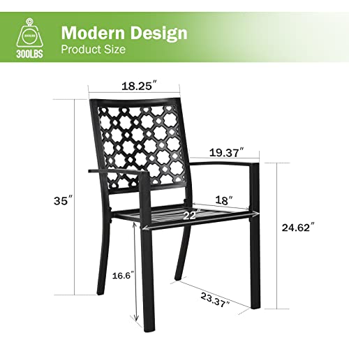 Meooem Patio Dining Chairs 6Pc Outdoor Metal Stackable Arm Chairs, Backyard Garden Chair, Black #TOP2