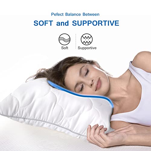 Coldwind Adjustable Pillow For Sleeping, Thin Pillow For Side Back Stomach Sleepers, Breathable Supportive Hotel Quality Bed Pillow With Pearl Fiber Filling, Queen Size 20"X30" #TOP29