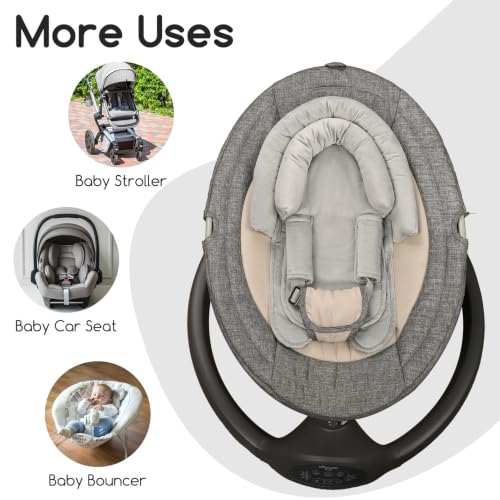 Image of Baby Car Seat Head Support for Newborn, GFU 2 in 1 Infant Car Seat Head Body Support with Strap Pads, Soft Stroller Cushion Pillow Insert for Girls, Fits for Stroller, Swing, Grey