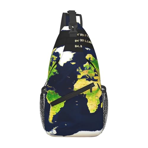 Mochila cruzada con estampado de mapa mundial para senderismo