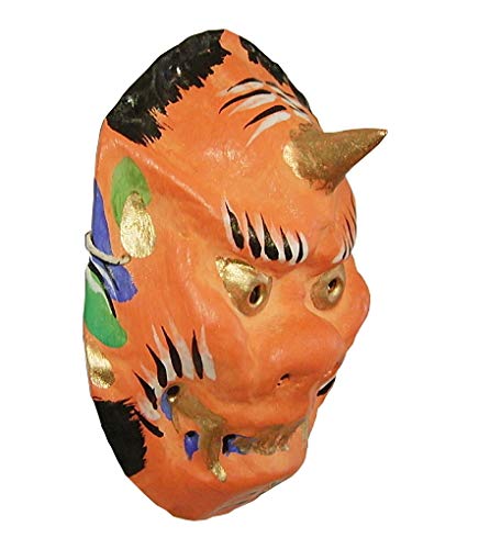 Amazon.co.jp: 歴史のある古和紙のお面「嵯峨面」 魔除けのご利益『赤