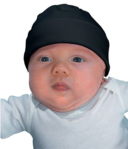 RABBIT SKINS Infant Combed Ring Spun Rib Knit Cap, Black, One Size