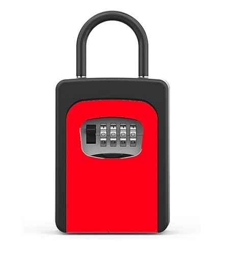 KFGISD, Key Storage Box,Secure Key Safe With Removable Shackle,4 Digit Combination Waterproof Key Lock Box ,Key Safe(Red)