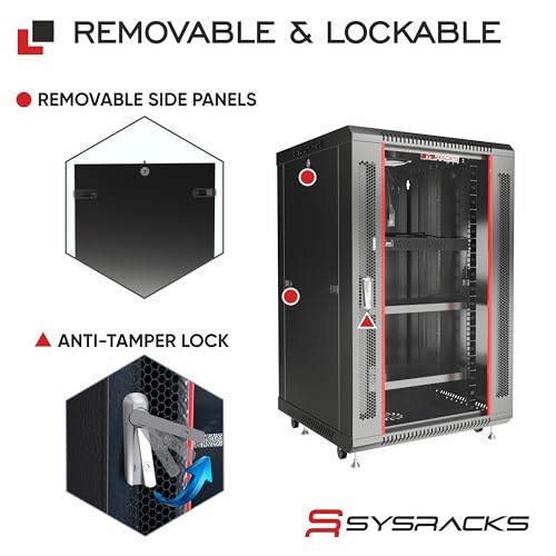 Image of 15U Wall Mount Server Rack Cabinet 24 inch Deep, 19 inch Network & AV Enclosure for Home Lab with Fan, PDU, 2 Shelves, Locking Glass Door