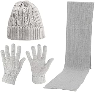 The Fellie Knitted Beanies Hat Scarf Gloves Set for Women, 3 in 1 Winter Hat Set for Outdoor, Knitted Hat Set Women for Winter