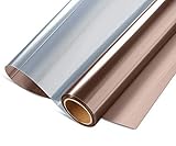 KTJ 窓用フィルム 窓断熱シート 窓断熱フィルム 窓遮熱シート マジックミラーフィルム 目隠しシート UVカット 紫外線カット 日差し対策 窓ガラスフィルム ガラス飛散防止 防犯フィルム (44.5X200cm, ブラウンシルバー)