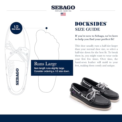 Image of Sebago Docksides Portland Women's Boat Shoes - Full Grain Leather with Leather Sock Lining, 360 Rawhide Laces, Non-Marking Slip Soles
