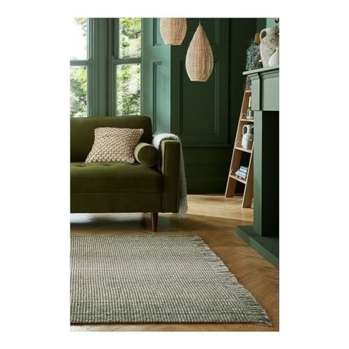 Flair Rugs Moderner Teppich mit Fransen, rechteckig, Jute, Ombre – Design – Grün – Maße: 170 x 120 cm