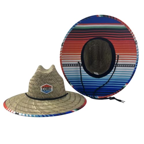 Image of COR Surf Straw Hats for Men and Women Classic Lifeguard Sun Hat with UPF 50+ Cloth Printed Under The Beach Hat