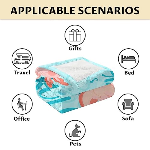 Girl Blanket - 30x40 Inches Cute Axolotl Throw - Blue Soft Fuzzy Blankets for Couch & Office