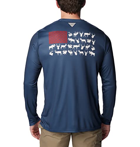 Columbia Men's Phg Terminal Shot Ls, Zinc/Chalk Big Game Flag, X-Large #TOP1