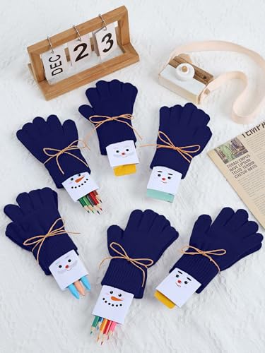 Image of Cooraby 12 Pairs Kid's Winter Magic Gloves Children Stretchy Warm Magic Gloves Boys or Girls Knit Gloves for 6-12 Years