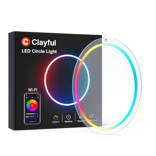 Smart RGBICW LED Circle Neon Sign 16 Million DIY Colors RGB LED Mood Wall Sign with Bluetooth App & Inline Control Gradient & Music Sync Modes USB Powered Aesthetic Decor for Bedroom Dorm
