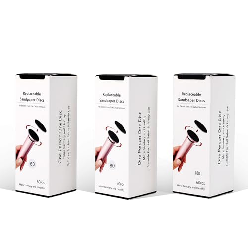 3 cajas (180 piezas) almohadillas de repuesto para limas de pies, discos de papel de lija para eliminar callos eléctrico de piel dura, grano 60/80/180