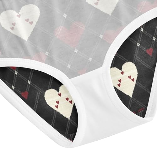 ZZKKO Diamond Grid Heart Love Girls Underwear Toddler Panties for Girls Comfort Brief Size 2T-8Y4