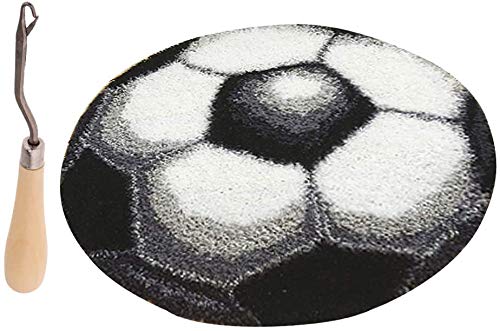 ButyYI 50 x 50 cm DIY Handmade Latch Hook Kit Latch Rug Kit Suit for Home Decor Craft (Football)