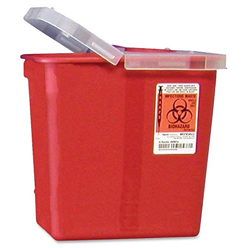 COVIDIENKendall Hinged Lid Sharps Container, 10" x 10.5" x 7.3", Red