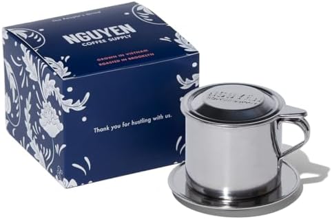 Nguyen Coffee Supply - Original Phin Filter: Stainless Steel 4oz Chamber 3.25 inch plate Diameter, Perfect Cup of Phin Drip Coffee in 5 minutes [4 oz]