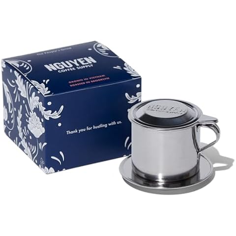 Nguyen Coffee Supply - Original Phin Filter: Stainless Steel 4oz Chamber 3.25 inch plate Diameter, Perfect Cup of Phin Drip Coffee in 5 minutes [4 oz] Cover
