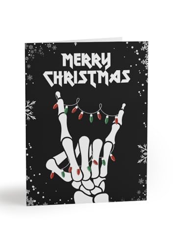 Pretty Attitude Rock ’n’ Roll Weihnachtskarte – Totenkopf Frohe Weihnachten Karte – Rockige Weihnachtkarte für Heavy Metal Fans – Gothic Punk Alternative Weihnachtsgrußkarte