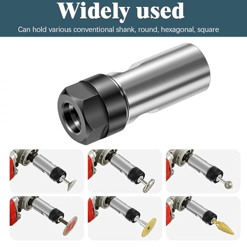 Image of M14 Thread Angle Grinder Extension Rod to Drill Adapter, ER16 Spring Collet Set for (6mm, 1 /4 inch, 8mm, 3 /8 inch, 10mm, 1 /2 inch) Shank Bits, Electric Drill Conversion Kit for Woodworking, Metal, Tile Drilling