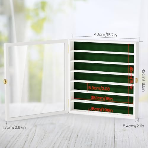 Image of TJ.MOREE Golf Ball Holder Display Case for 49 Balls, Wall Mount, White Wood | Acrylic Front, Metal Door Lock, Soft Lining, Gift for Men