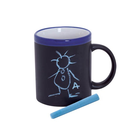 DISOK Lote de 20 Tazas Pizarra Cerámica Ideales para Desayuno, en Caja de Regalo. Tazas Infantiles para Colorear