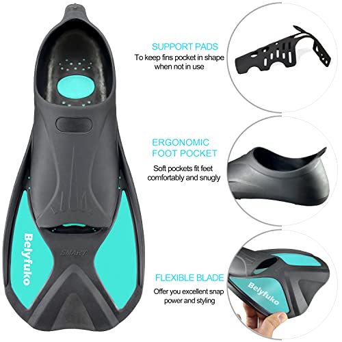 Belyfuko Short Swim Fins, Adult Snorkel Fins For Lap Swimming Diving Snorkeling Travel Size With Mesh Bag #TOP2