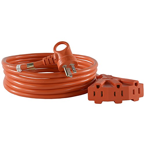 Conntek 24342-144 I-Ring Cable de extensión de 3 Salidas de 12 pies 14/3 US I-Ring Macho Enchufe a Tres Salidas con indicador de luz