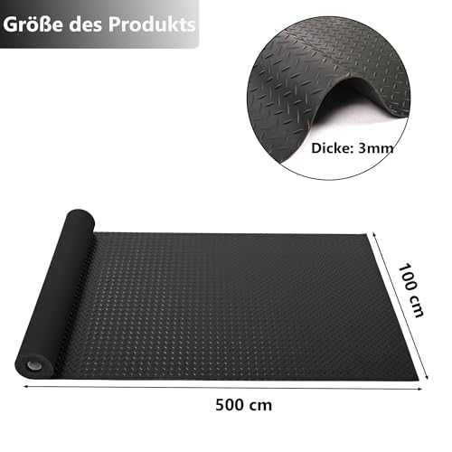 uyoyous Gummimatten Gummiläufer 100 x 500 cm Gummibodenbelag Bodenmatte rutschfest Bodenbelag Schutzmatte Gummimatten Meterware 3mm Garagenboden Antirutschmatte Industrielle Gummiplatte Werkstattmatte
