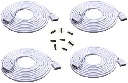 4PCS 2M 6.56ft 4 Color RGB Extension Cable LED Strip Connector Extension Cable Cord Wire 4 Pin LED Connector for SMD 5050 3528 2835 RGB LED Light Strip