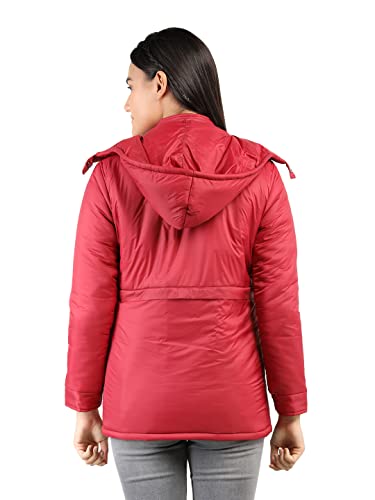 Image of CHKOKKO Women's Standard Length Polyester Winter Quilted Jacket Crimson Red Xlarge