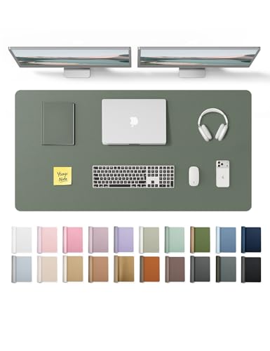 Image of YSAGi Leather Desk Protector, Office Mat, Large Mouse Mat, Non-Slip PU Leather Blotter, Laptop Desk Pad, Waterproof Writing Pad for Office and Home (Dark Green, 47.2 inch x 23.6 inch)