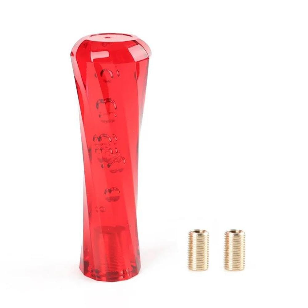 HYASDBWE 15cm Car Resin Auto Manual Gear Shift Knob Shifter Head Stick Crystal Transparent Bubble Replacement Handle Lever MT AT Gear Shifter Parts(Red)